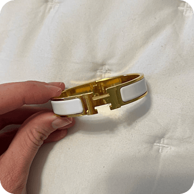 Hermes Bracelet Gold & White Wide Version