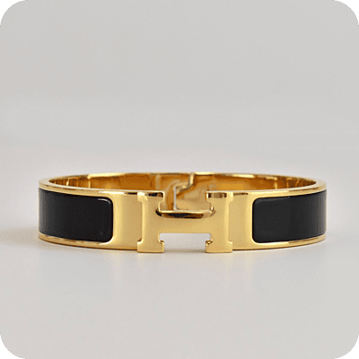 Hermes Bracelet Gold & Black Wide Version