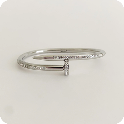 Cartier Nail Silver with Zircons Bracelet