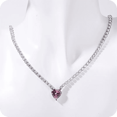 Pink & Shiny Heart Necklace