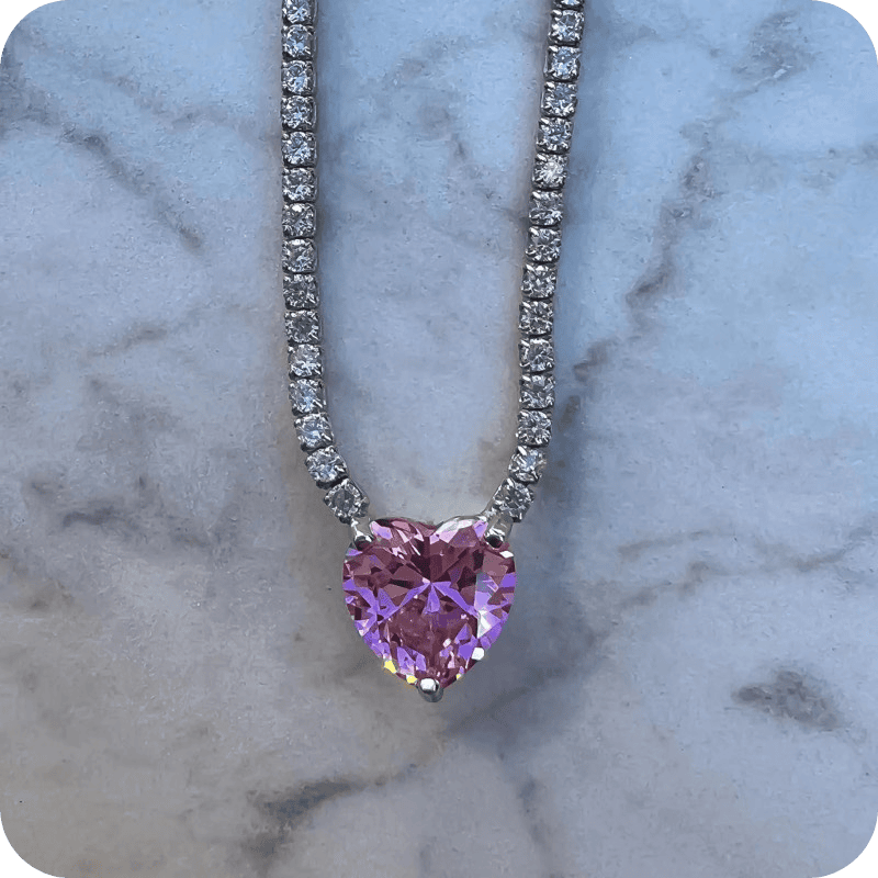 Pink & Shiny Heart Necklace