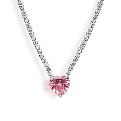 Pink & Shiny Heart Necklace